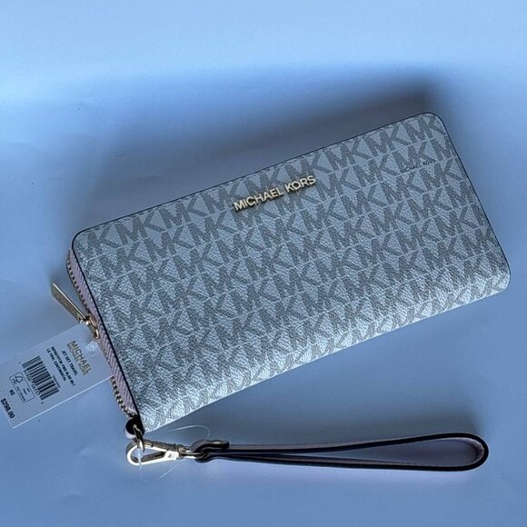 Michael Kors Jet Set Travel Continental Long Wallet Wristlet powdered blush - Picture 1 of 12